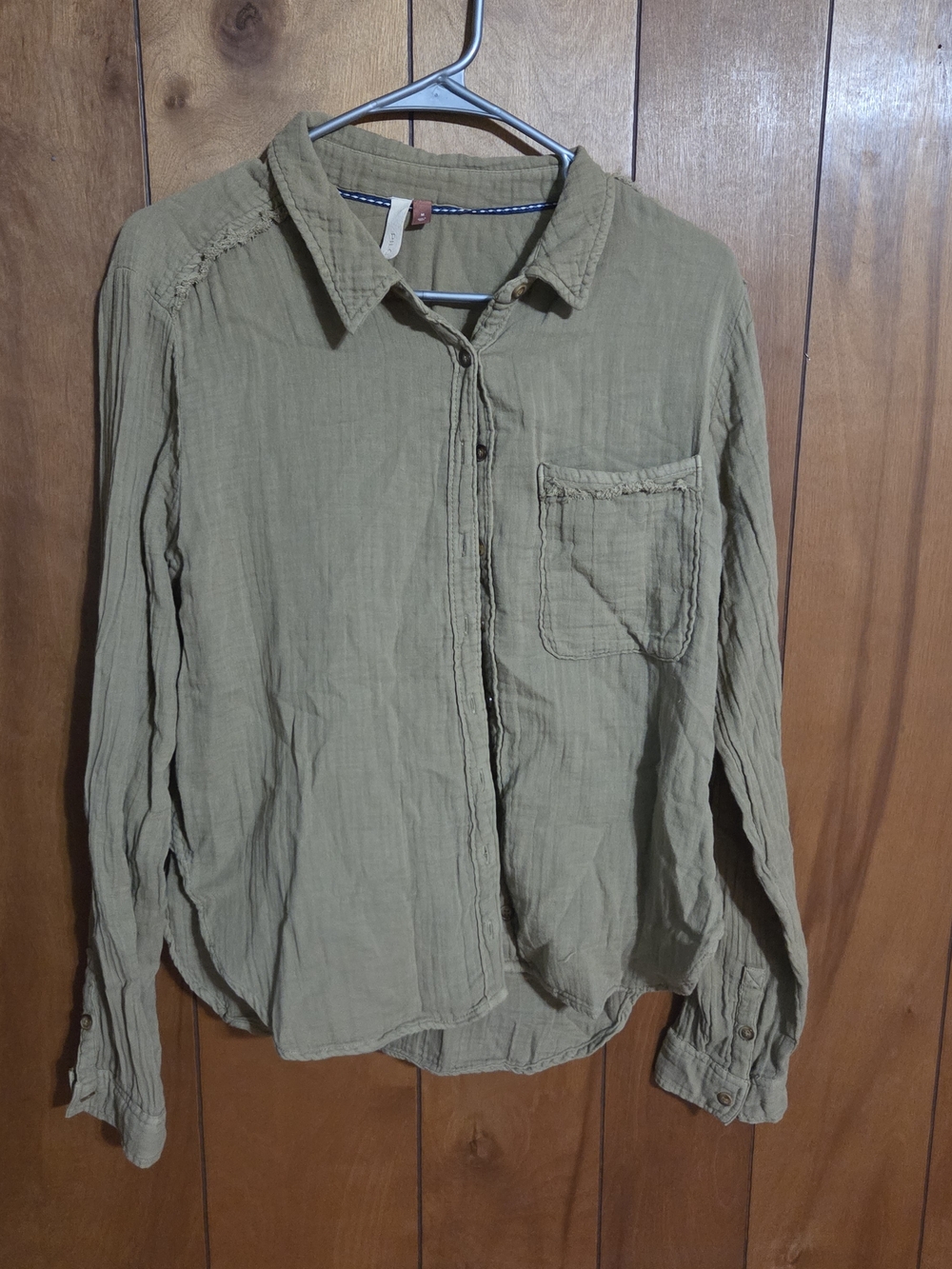Pilcro Olive Green Casual Button-Down Shirt